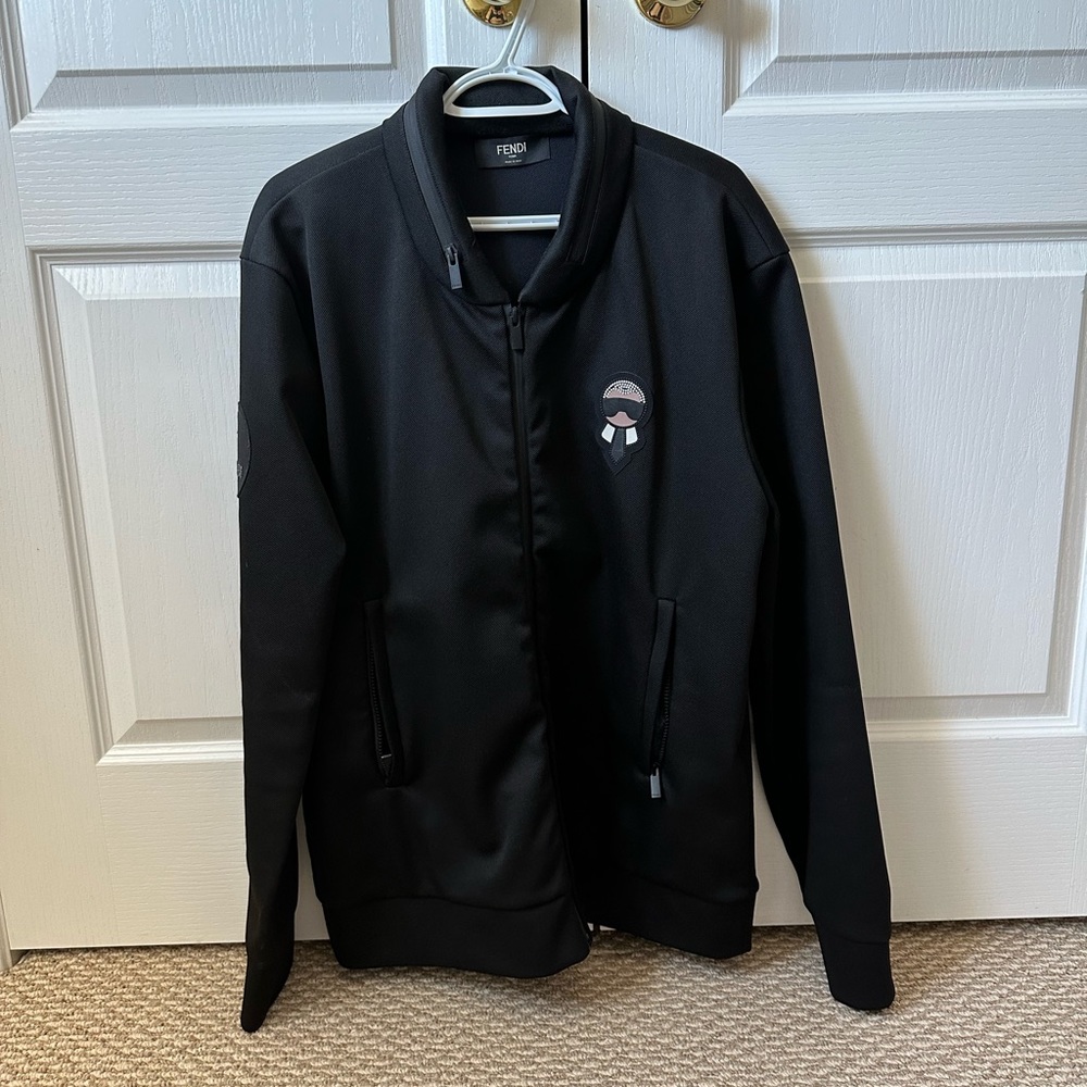 FENDI jersey mesh coat black